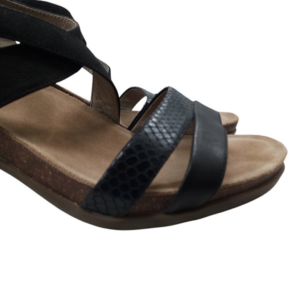 Abeo Bio System Biana Black Heeled Strappy Sandals Size 10 Block Heel Leather - Picture 14 of 14